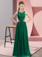 Peacock Green Chiffon Zipper Damas Dress Sleeveless Floor Length Beading and Appliques