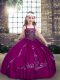 Beading Glitz Pageant Dress Fuchsia Lace Up Sleeveless Floor Length