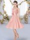 V-neck Sleeveless Chiffon Quinceanera Court Dresses Hand Made Flower Lace Up