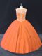 Tulle Scoop Sleeveless Lace Up Beading Sweet 16 Dress in Orange