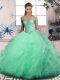 Tulle Sleeveless Floor Length Quinceanera Gowns and Beading and Ruffles