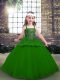 Sweet Green Ball Gowns Straps Sleeveless Tulle Floor Length Lace Up Beading Little Girl Pageant Dress