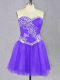 Smart Mini Length Lavender Prom Dresses Sweetheart Sleeveless Lace Up