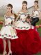 White And Red Lace Up Off The Shoulder Embroidery and Ruffles Quinceanera Dresses Tulle Sleeveless White And Red Lace Up Off The Shoulder Embroidery and Ruffles Quinceanera Dresses Tulle Sleeveless