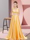 Sweet Gold Prom Party Dress Prom and Party with Beading V-neck Sleeveless Brush Train Backless