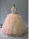 Peach 15th Birthday Dress Halter Top Sleeveless Backless