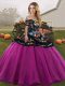 Fine Fuchsia Sleeveless Tulle Lace Up 15th Birthday Dress for Military Ball and Sweet 16 and Quinceanera