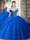 Sleeveless Brush Train Beading and Pick Ups Lace Up 15 Quinceanera Dress
