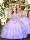 Ball Gowns Child Pageant Dress Lavender Straps Tulle Sleeveless Floor Length Lace Up