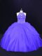 Purple Halter Top Lace Up Beading 15th Birthday Dress Sleeveless