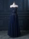 High End Navy Blue Sleeveless Tulle Zipper Prom Dresses for Prom and Party and Military Ball and Sweet 16 and Quinceanera