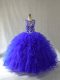 Sophisticated Tulle Sleeveless Floor Length Quinceanera Gowns and Beading and Ruffles