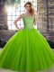 Hot Sale Sleeveless Lace Up Floor Length Beading 15th Birthday Dress