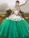 Embroidery Vestidos de Quinceanera Turquoise Lace Up Sleeveless Floor Length