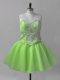 Organza Lace Up Sweetheart Sleeveless Mini Length Prom Evening Gown Beading