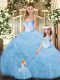 Perfect Floor Length Blue 15th Birthday Dress Sweetheart Sleeveless Lace Up