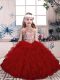 Modern Sleeveless Beading and Ruffles Lace Up Little Girl Pageant Dress