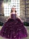 Customized Tulle Sleeveless Floor Length Pageant Gowns For Girls and Beading and Ruffles