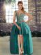 Straps Sleeveless Prom Gown High Low Beading Teal Tulle