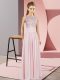 Pink Empire Scoop Sleeveless Chiffon Floor Length Backless Beading Evening Dress