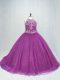 Purple 15 Quinceanera Dress Quinceanera with Beading Scoop Sleeveless Lace Up