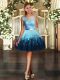Sleeveless Backless Mini Length Lace and Ruffles Prom Party Dress