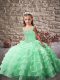 Apple Green Little Girl Pageant Gowns Party and Sweet 16 and Wedding Party with Beading and Ruffled Layers Straps Sleeveless Brush Train Lace Up