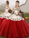 Ball Gowns Quinceanera Gowns White And Red Off The Shoulder Organza Sleeveless Floor Length Lace Up