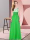 Great Floor Length Empire Sleeveless Green Dama Dress Backless