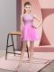 Decent Lilac A-line Tulle Bateau Sleeveless Beading Mini Length Zipper Evening Dress