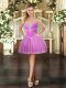 Attractive Mini Length Lilac Prom Evening Gown Tulle Sleeveless Beading and Appliques