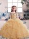 Excellent Off The Shoulder Sleeveless Tulle Evening Gowns Beading and Ruffles Lace Up