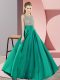 Hot Selling Turquoise Backless Scoop Beading Elastic Woven Satin Sleeveless
