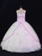 Ideal White Lace Up Halter Top Appliques Sweet 16 Quinceanera Dress Tulle Sleeveless