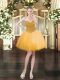 Ball Gowns Womens Party Dresses Gold Sweetheart Tulle Sleeveless Mini Length Lace Up