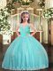 Floor Length Ball Gowns Sleeveless Aqua Blue Winning Pageant Gowns Lace Up