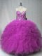 Sleeveless Lace Up Floor Length Beading and Ruffles Quinceanera Gowns