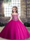 Nice Fuchsia Sweetheart Lace Up Beading Little Girls Pageant Gowns Sleeveless
