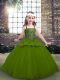Olive Green Sleeveless Tulle Lace Up Girls Pageant Dresses for Party and Military Ball