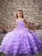 Lavender Straps Lace Up Beading and Ruffled Layers Pageant Dress for Girls Brush Train Sleeveless