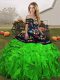 Floor Length Ball Gowns Sleeveless Green Vestidos de Quinceanera Lace Up
