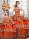 Orange Sleeveless Satin and Organza Lace Up Quinceanera Gown for Sweet 16 and Quinceanera