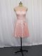 Pink and Baby Pink Zipper Scoop Beading and Lace Prom Gown Lace Sleeveless