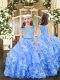 Amazing Scoop Sleeveless Organza Girls Pageant Dresses Beading and Ruffles Zipper