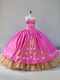 Fantastic Floor Length Rose Pink Quinceanera Dress Sweetheart Sleeveless Lace Up
