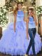 Fantastic Floor Length Backless Vestidos de Quinceanera Lavender for Sweet 16 and Quinceanera with Beading and Appliques