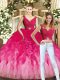 Sleeveless Floor Length Ruching Lace Up Sweet 16 Dress with Multi-color