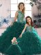 Fashionable Beading and Ruffles Quinceanera Gowns Peacock Green Lace Up Sleeveless Floor Length Fashionable Beading and Ruffles Quinceanera Gowns Peacock Green Lace Up Sleeveless Floor Length