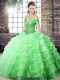 High Class Sleeveless Brush Train Lace Up Beading and Ruffled Layers Quinceanera Gown