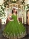 Fantastic V-neck Sleeveless Tulle Girls Pageant Dresses Appliques Zipper